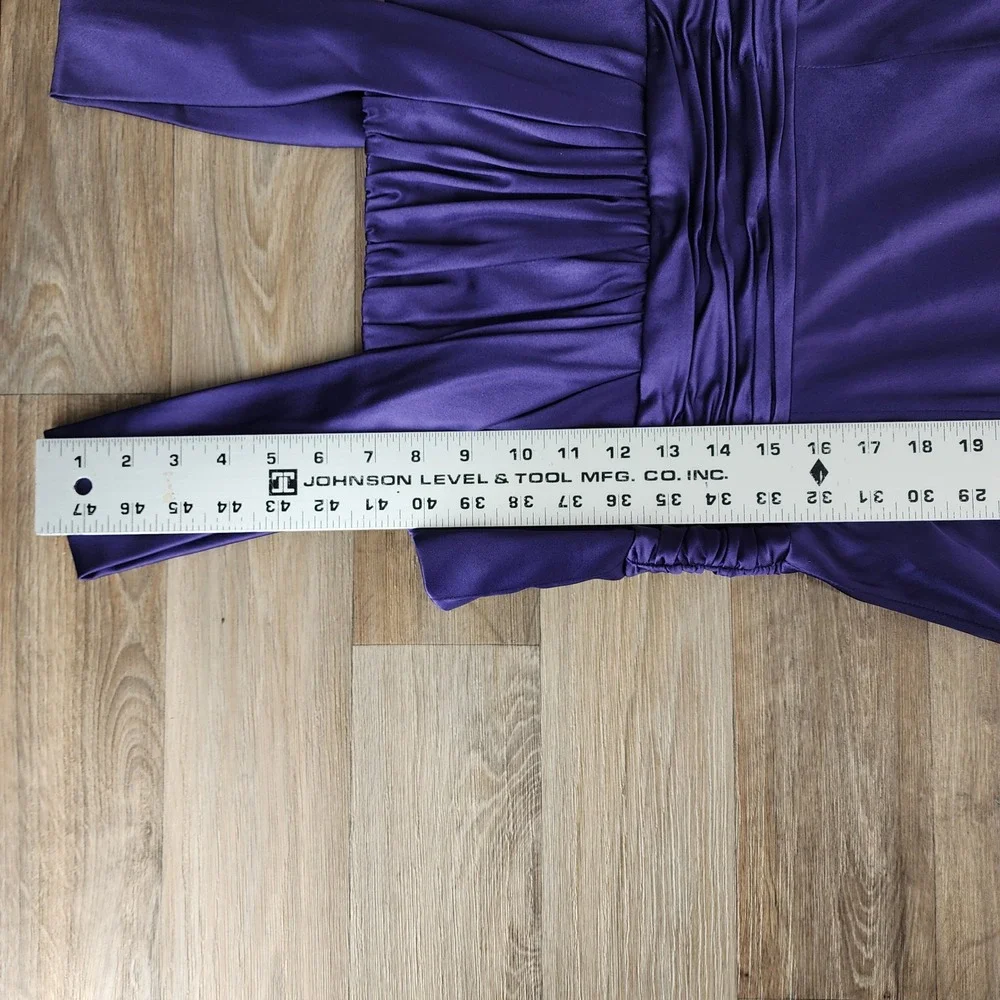 Donna Morgan Purple Satin Ruched Pleated Cocktail Dress DR125M Size 6 NEW